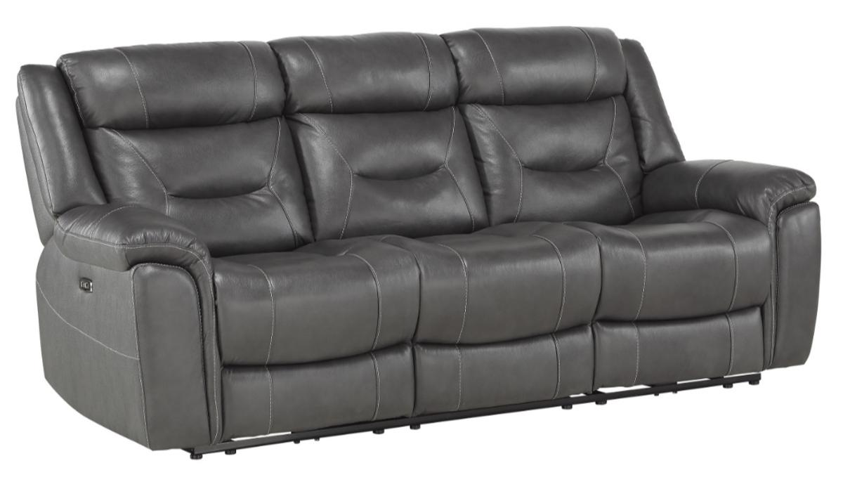 Danio Power Double Reclining Sofa with Power Headrests in Dark Gray 9528DGY-3PWH