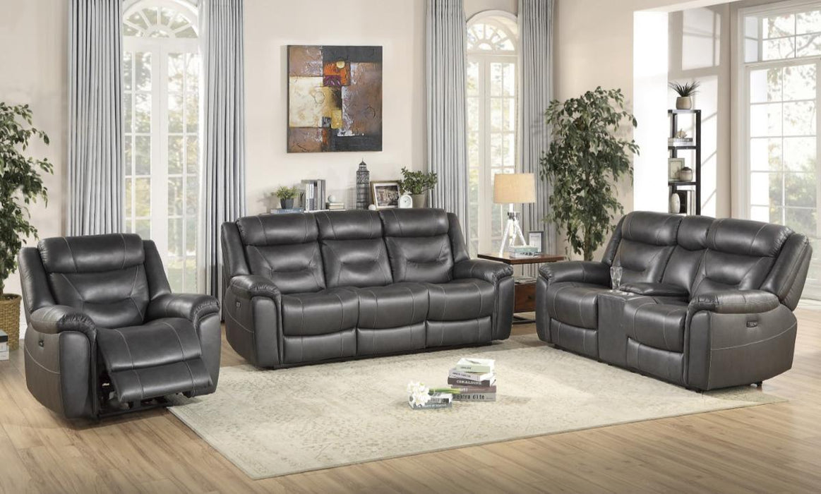 Danio Power Double Reclining Sofa with Power Headrests in Dark Gray 9528DGY-3PWH