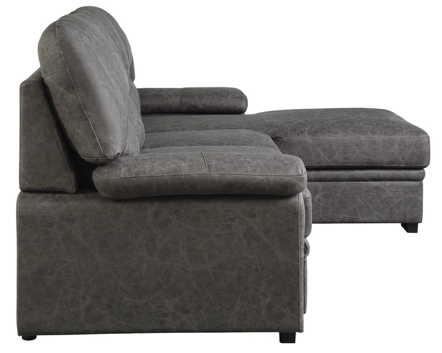 Michigan Sectional with Pull Out Bed and Right Chaise in Dark Gray