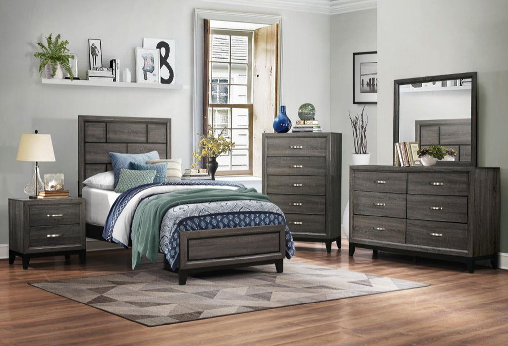 Davi Twin Panel Bed in Gray 1645T-1*