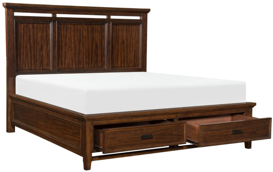 Frazier Queen Upholstered Storage Platform Bed in Dark Cherry 1649-1*