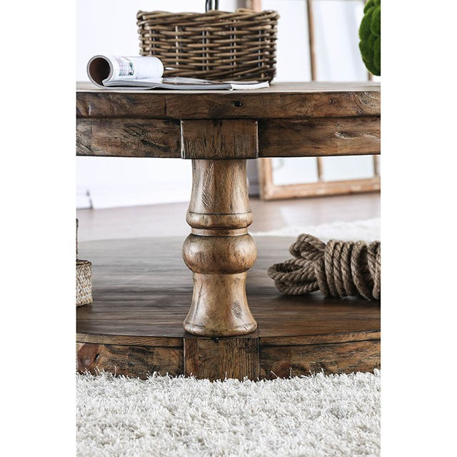 Mika Antique Oak Coffee Table W/ Cushion Top